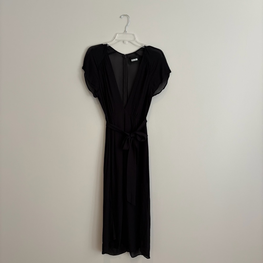 Reformation Black Midi Wrap Dress